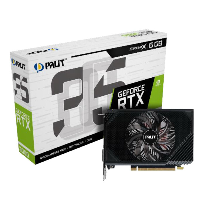 Видеокарта PALIT RTX3050 STORMX 6GB GDDR6 96bit DVI HDMI DP 1FAN RTL