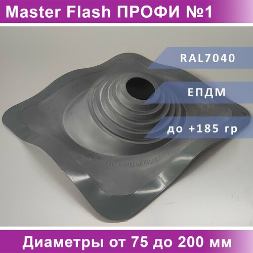 Манжета кровельная угловая Мастер Флеш профи №1 (75-200) EPDM Серая