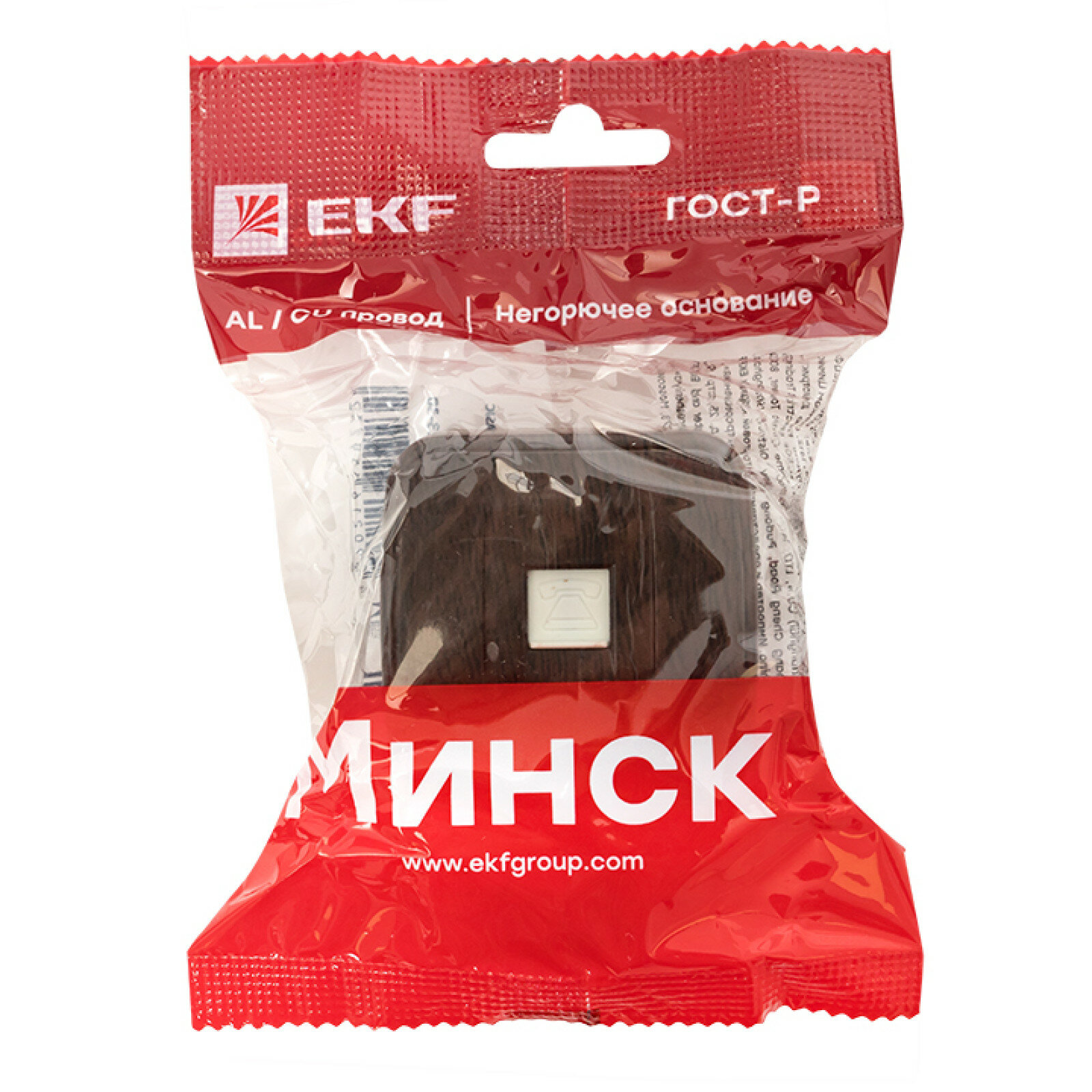 EGT01-034-40 Розетка Phone 1-местная ОП Минск тёмное дерево EKF - фото №11