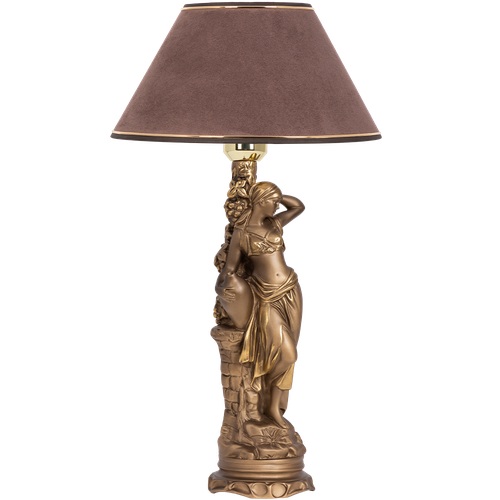 Настольная лампа Bogacho Девушка с кувшином бронзовая с кофейным абажуром