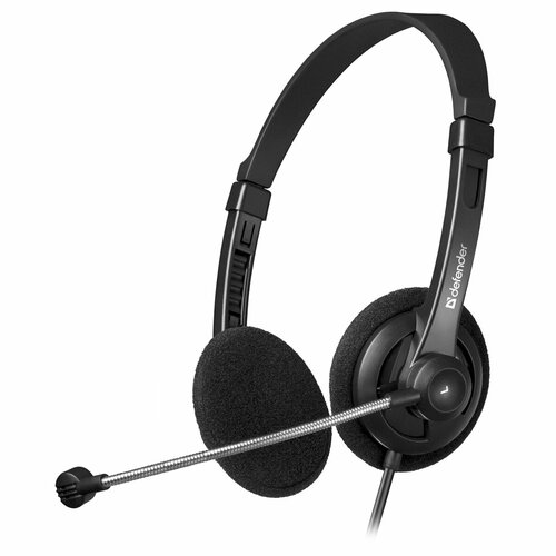 Наушники с микрофоном Defender Aura 104 с регулятором громкости 18м черный 855₽