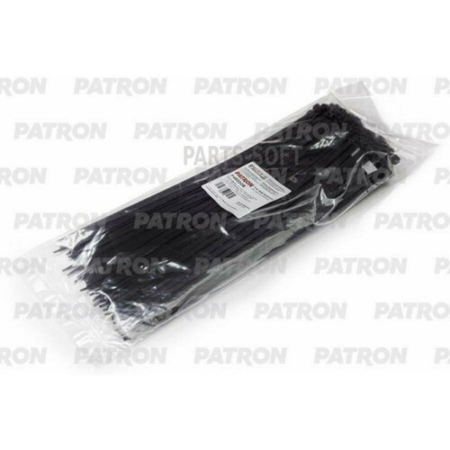 PATRON P48300B Комплект пластиковых хомутов 4.8 х 300 мм, 100 шт, нейлон, черные