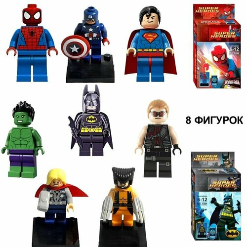 0294E Конструктор minifigures Super Heroes Marvel Spider Man, минифигурки Супергероев Марвел Человек-паук 8 шт.