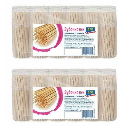 Aro Зубочистки 12 х 100 шт 2 уп 674₽