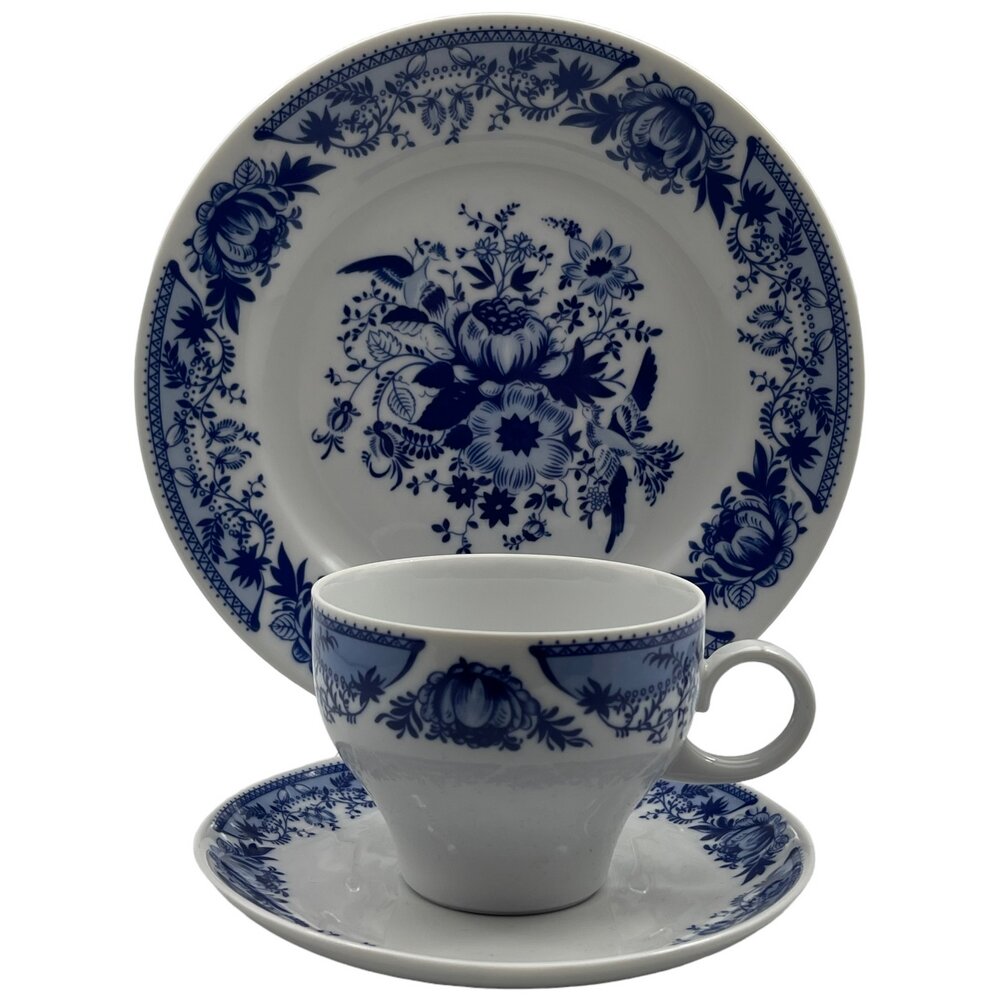 фото Чайное трио "Синий букет", фарфор, 1970-1980 гг, Kahla, ГДР