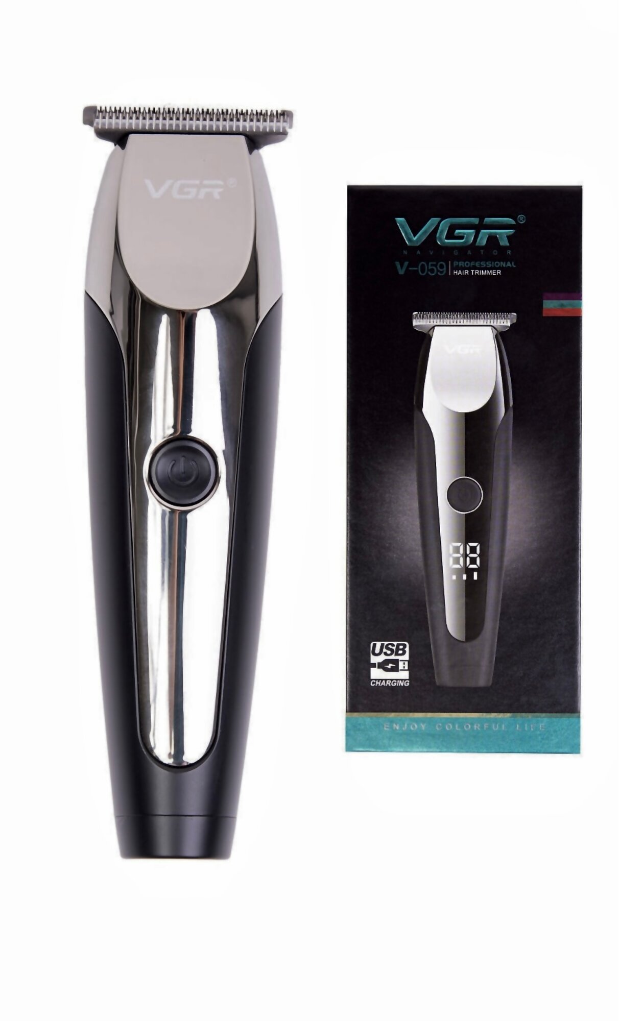 Триммер для волос/ Машинка для стрижки усов и бороды/ VGR/ черный/ триммер с насадками