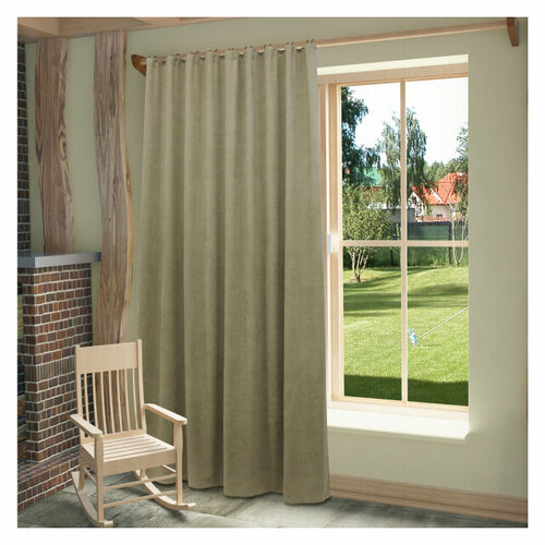 Штора портьерная на шт ленте sanpa кармина велюр канвас 200х270см серо-бежевая арт hp014032241e 7709₽