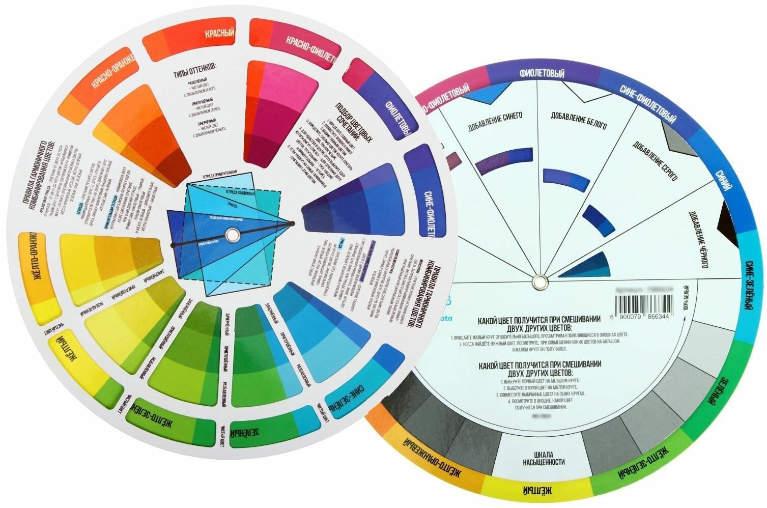 Цветовой круг Иттена для художников, диаметр 18 см, обучающий плакат-пособие по смешиванию и сочетанию цветов