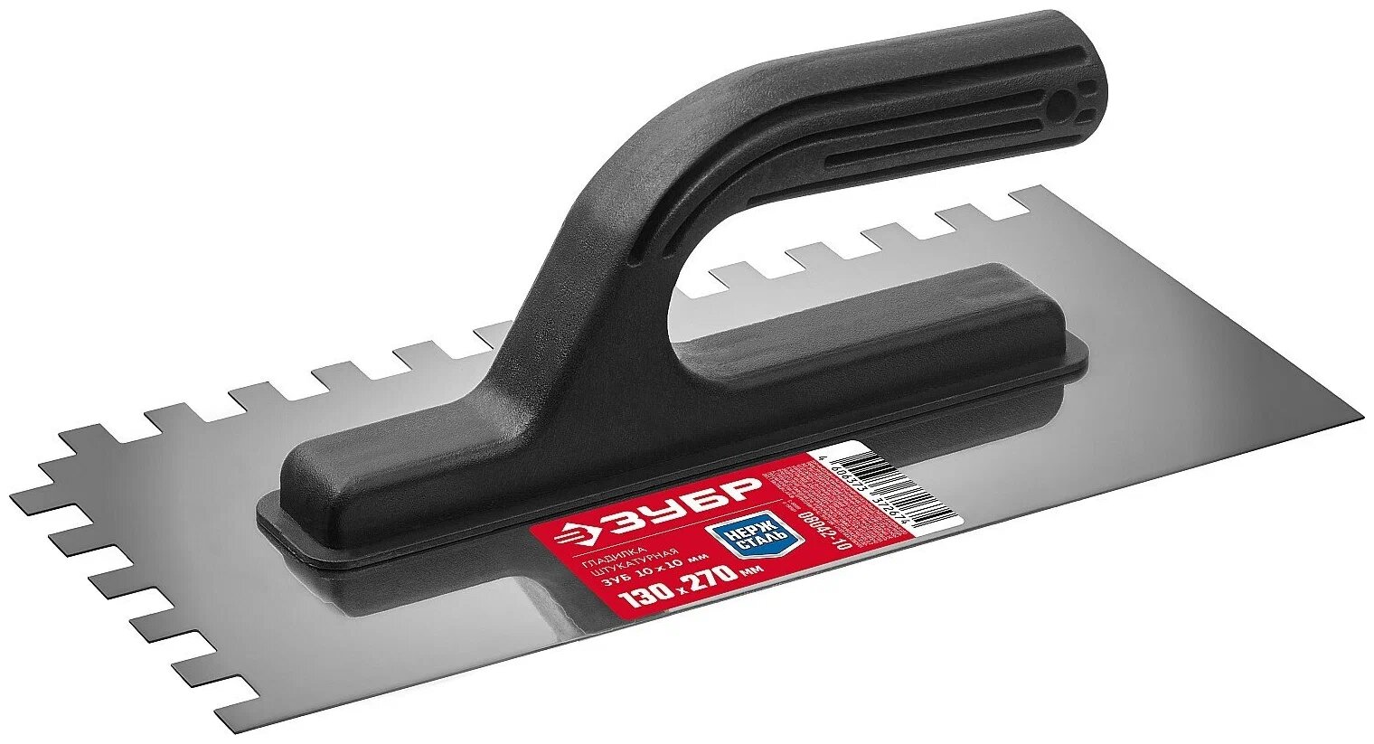 фото Гладилка ЗУБР Мастер зубчатая, нерж. 130х270мм, зуб 10х10