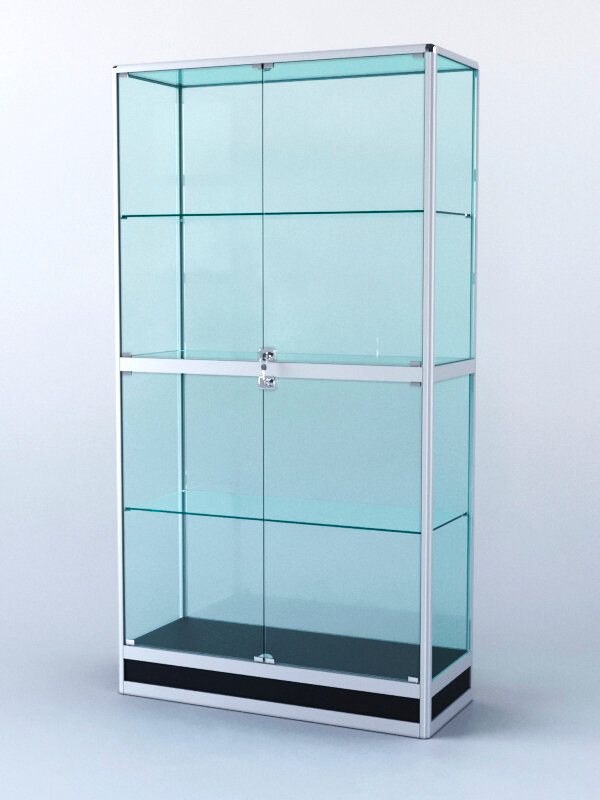 Витрина "прямоугольная" №4-400-2 (задняя стенка - стекло), Черный 100 x 40 x 200 см