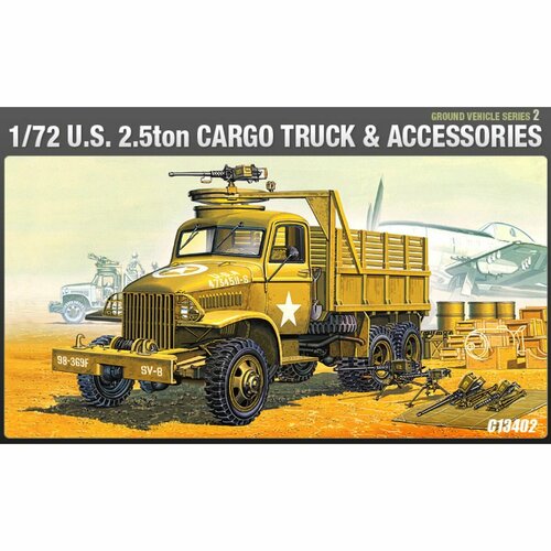 Academy сборная модель 13402 US 2,5 ton Cargo Truck & Accessories 1:72 2131 takom американский бронеавтомобиль 1 4 ton armored truck 1 35