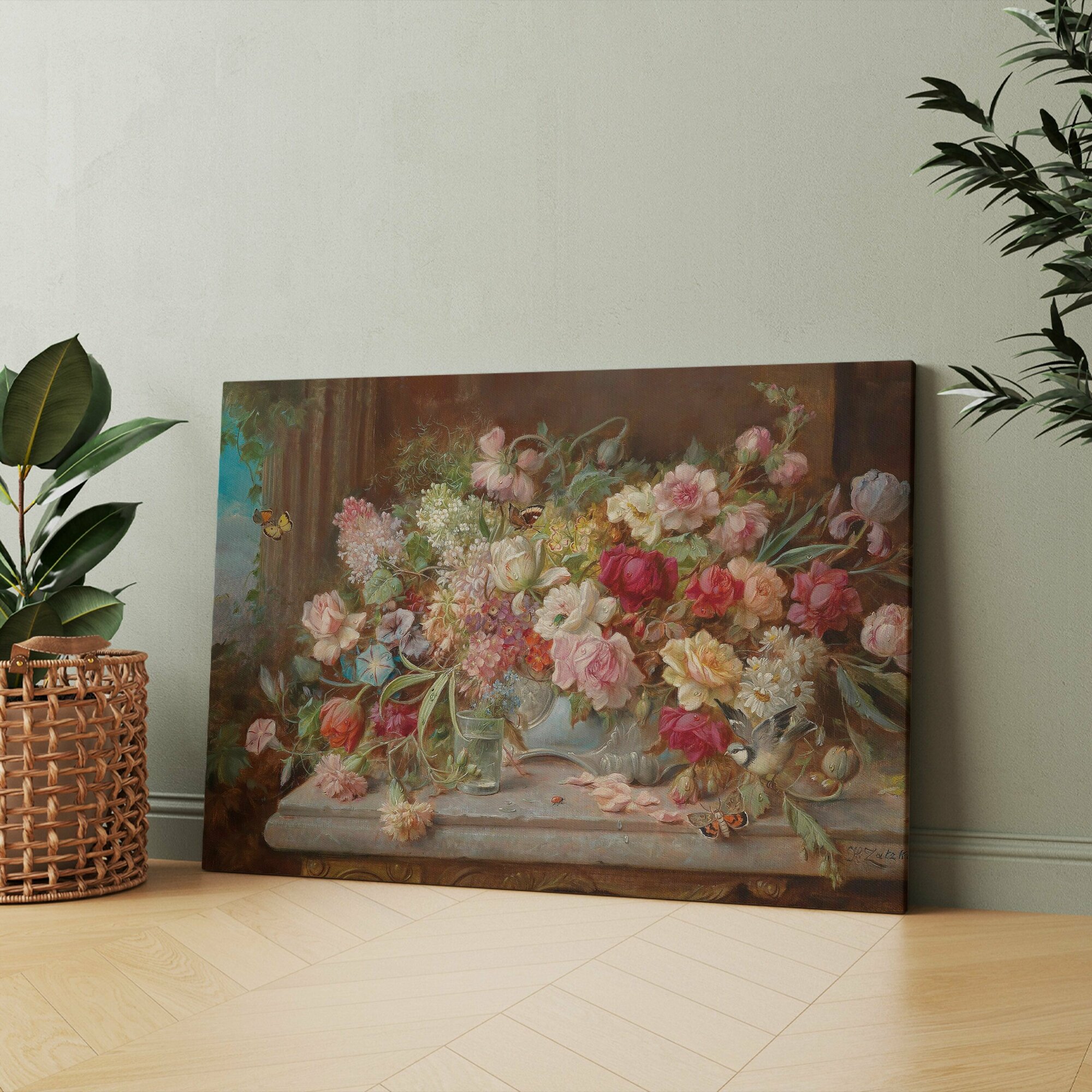 Картина на холсте (ханс зацка цветы с натюрморты высокое качество живопись) 20x30 см/для интерьера/в комнату/на стену/в подарок