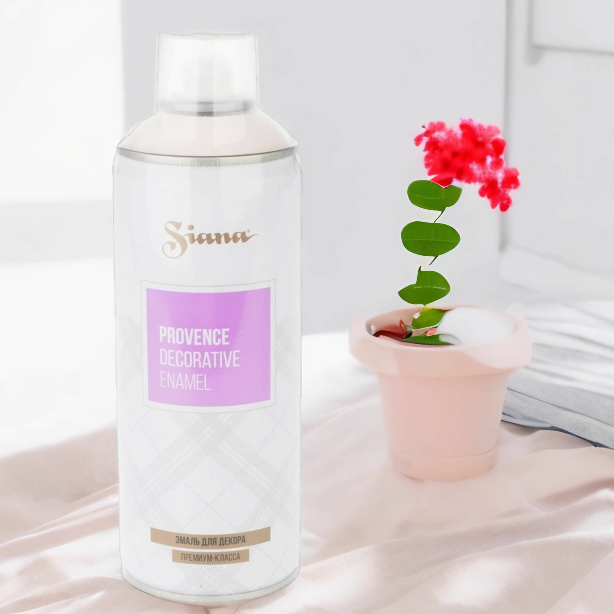 фото Краска для мебели в баллончике аэрозольная по металлу дереву пластику 520мл, матовая "Siana Provence", розовый