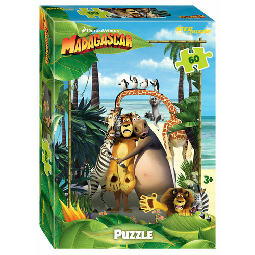 Детский пазл Мадагаскар 3, игра-головоломка паззл для детей, Step Puzzle, 60 деталей мозаики