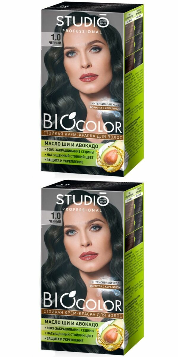 Studio Professional Essem Hair Краска для волос Biocolor, 1.0 черный, 2 шт.