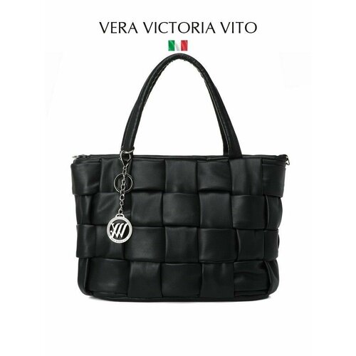 фото Сумка шоппер vera victoria vito, фактура плетеная, черный