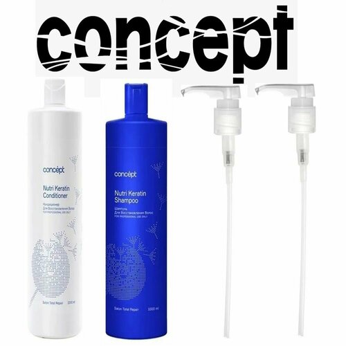 Набор Concept Шампунь восстанавливающий 1000 мл+Кондиционер восстанавливающий 1000 мл+дозаторы.