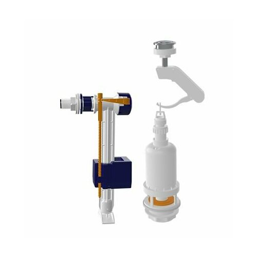 Арматура для смывного бачка универсальная с клап боковой подачи Белая кнопка 849₽