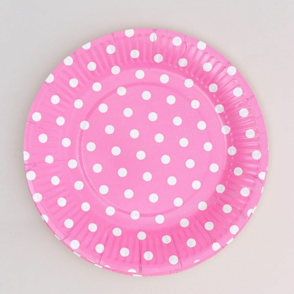 Тарелки бумажные Горох , цвет розовый, в наборе 6 штук