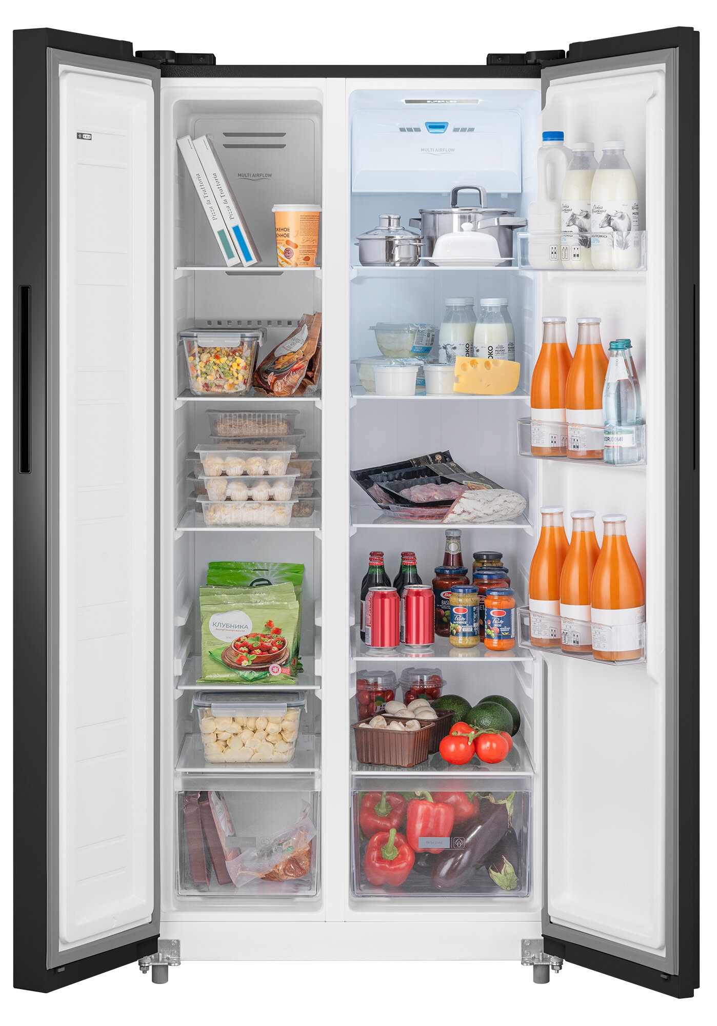 Отдельностоящий холодильник с инвертором Weissgauff WSBS 500 Inverter NoFrost Black - фотография № 4