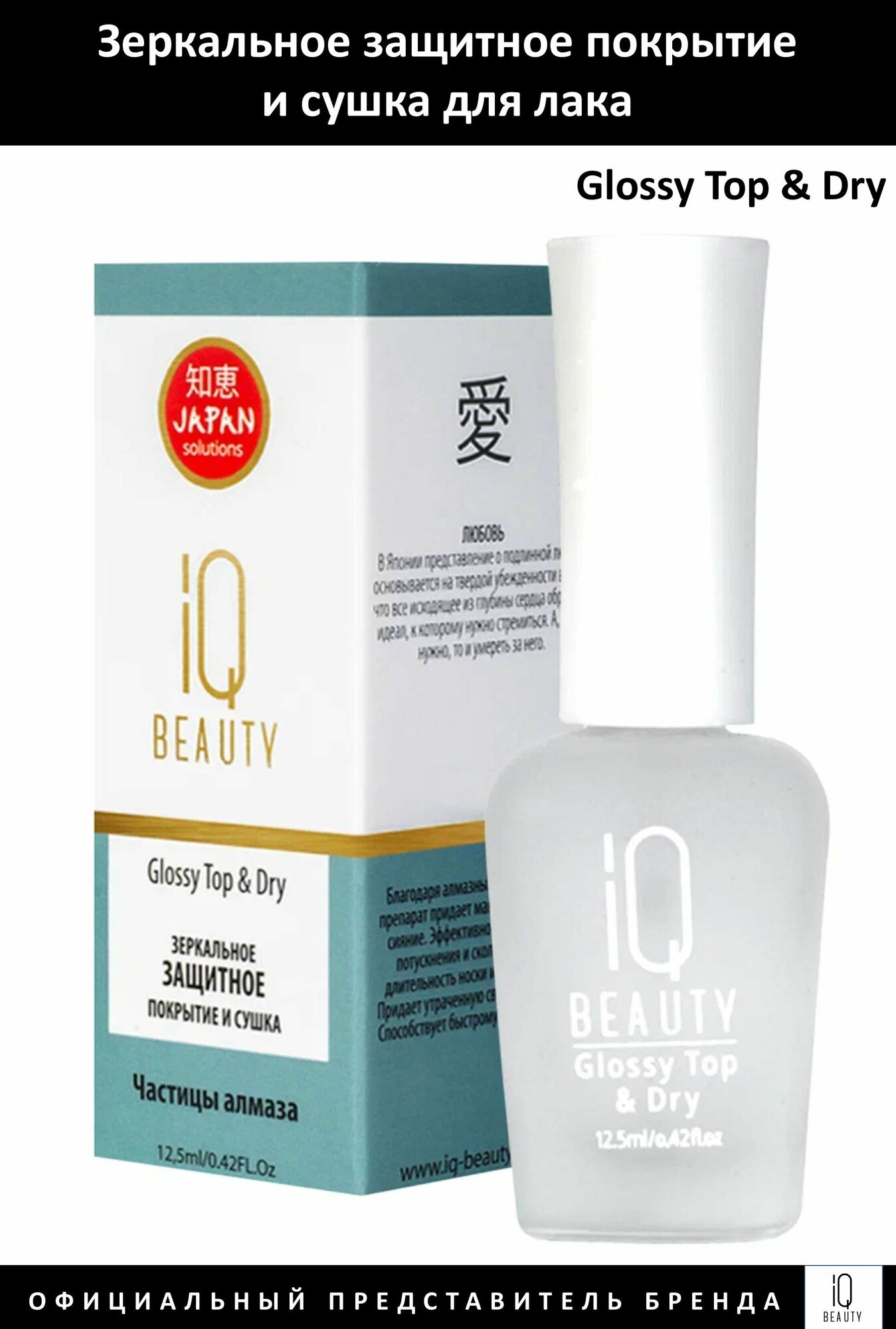 IQ Beauty Зеркальное защитное покрытие и сушка Glossy Top & Dry 12,5мл