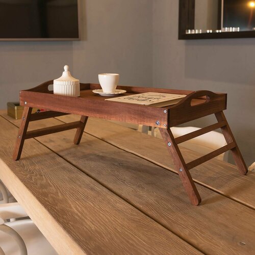 Столик поднос деревянный на ножках складной для завтрака и для кухни браун бейц 1725₽