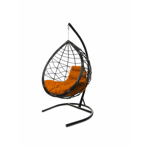 Подвесное кресло M-group капля лори, с ротангом чёрное оранжевая подушка