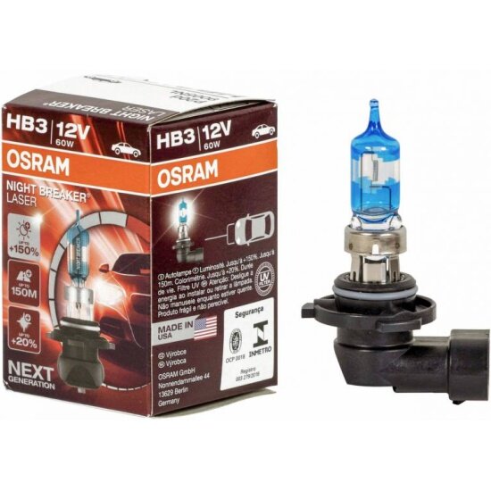 Лампа галогенная Osram HB3 60W P20d+150% Night Breaker Laser Next Generation 3800K 12V, 9005NL