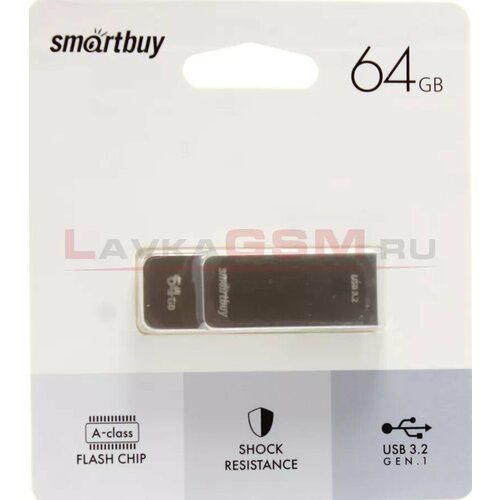 Флешка 64 ГБ USB 3.0/3.2 Smartbuy M1 Metal Grey флешка smartbuy m1 metal usb 3 0 64 гб серебристый