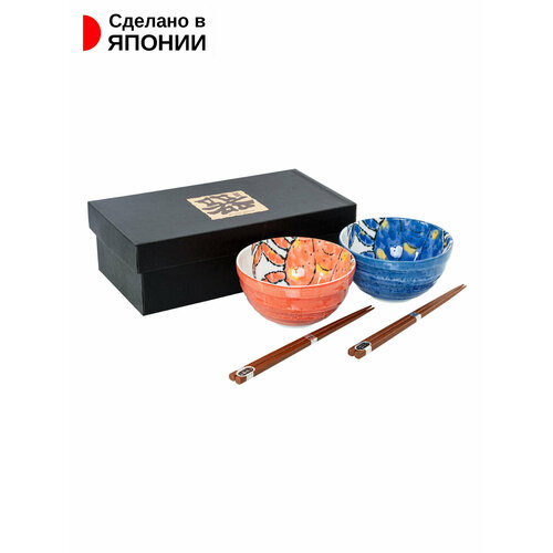 Набор глубоких тарелок для риса + палочки 2 шт