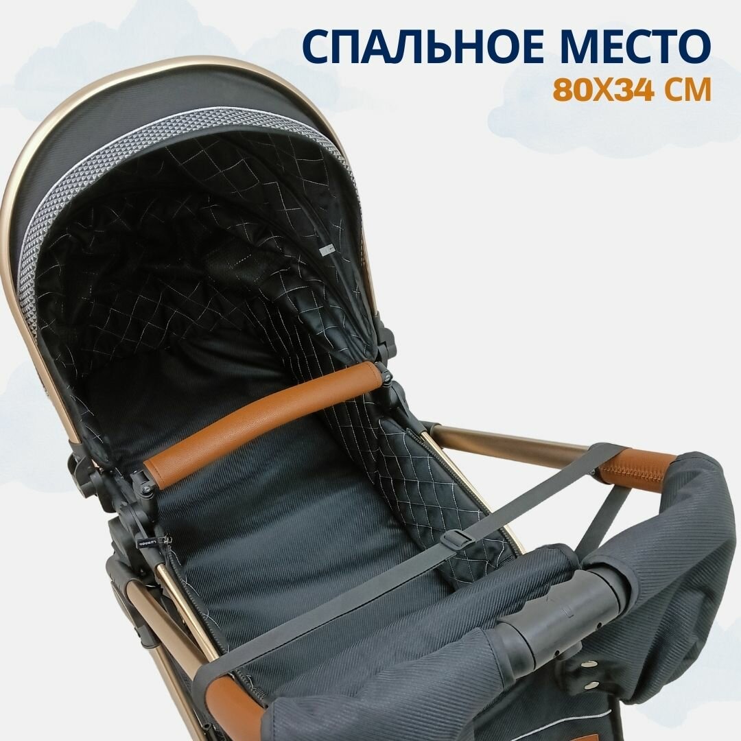 Коляска - трансформер 2в1 Luxmom V9, коляска для новорожденных (чёрная)