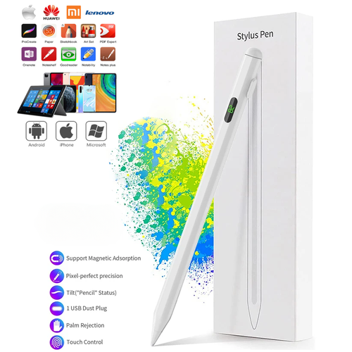 Универсальный стилус с магнитным держателем для iOS, Android, Windows / Stylus Pen с цифровым индикатором уровня заряда для всех типов устройств
