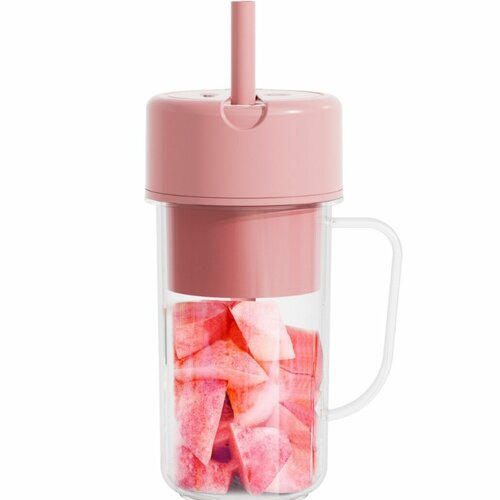 Портативный аккумуляторный блендер-кружка 420 мл с соломинкой 886₽