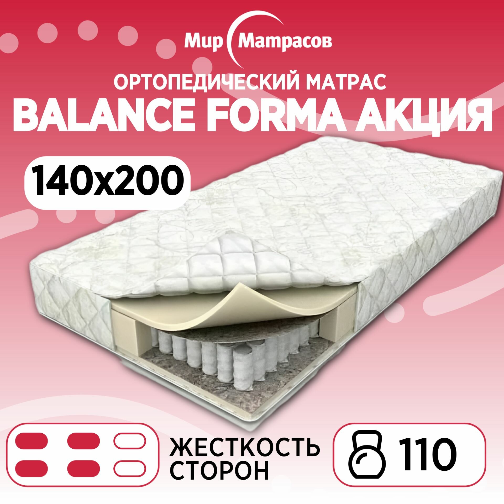 фото Ортопедический матрас Мир Матрасов Balance Forma Акция / Баланс Форма Акция от Аскона ВЕК, Независимые пружины, 140х200 см