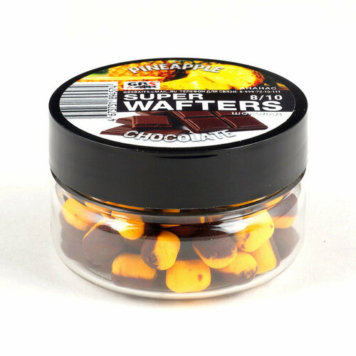 бойлы carp sweets wafters креветка с клубникой 14х10мм 20гр вафтерсы наживка на карпа бойлы нейтральной плавучести Вафтерсы ананас+шоколад 8х10 GBS 2024