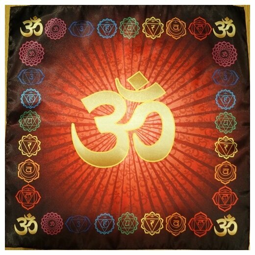 Скатерть для медитаций и йоги Аум, чакры Муладхара, красная