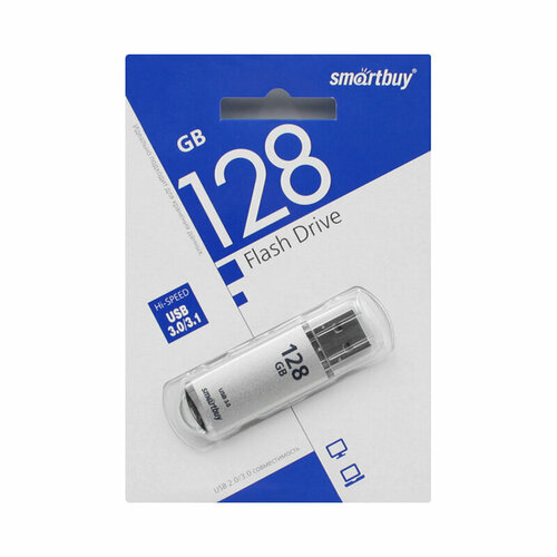 USB-накопитель SmartBuy V-Cut series 128 GB USB 3.0, серебристый