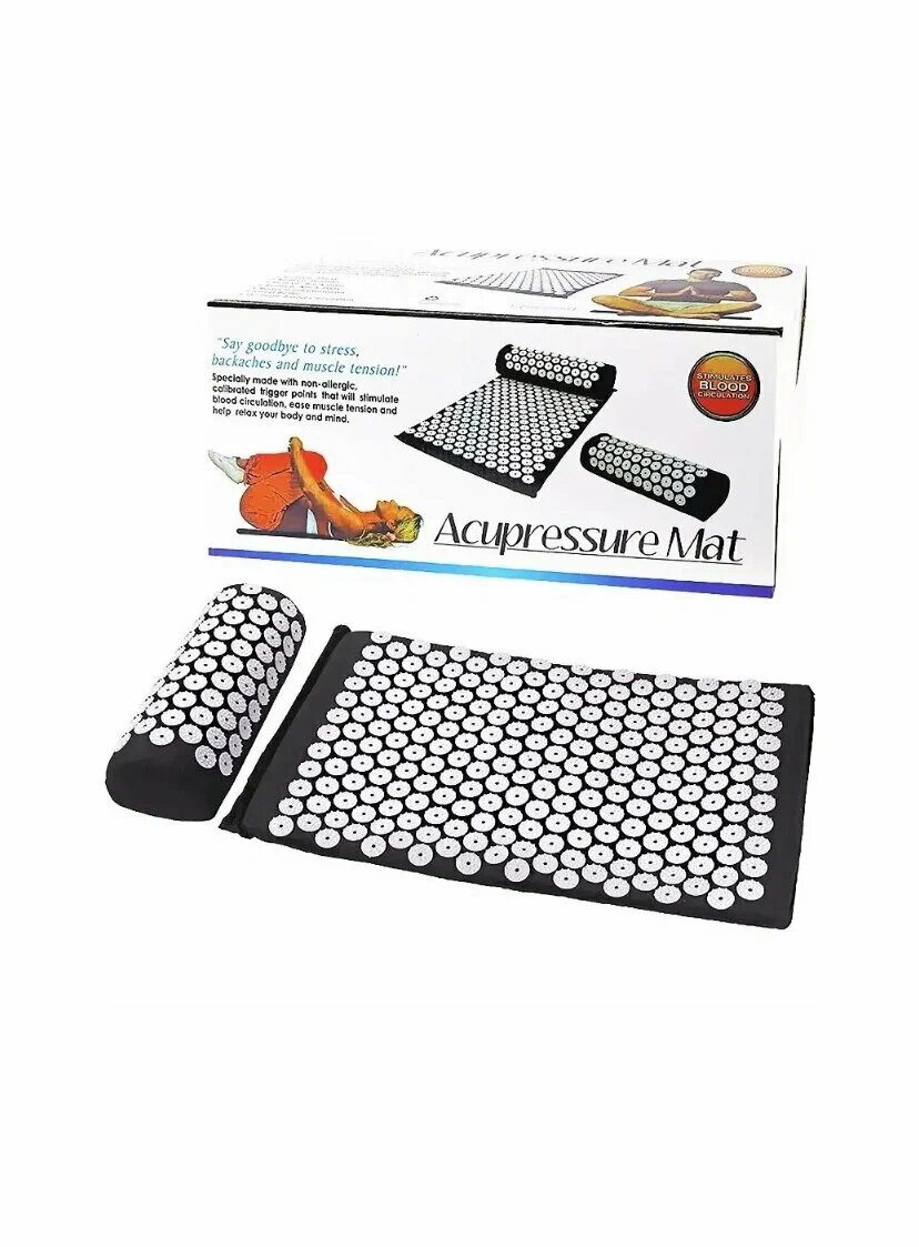 Массажный Акупунктурный коврик Acupressure Mat / Аппликатор Кузнецова/ Игольчатый коврик 210 шипов