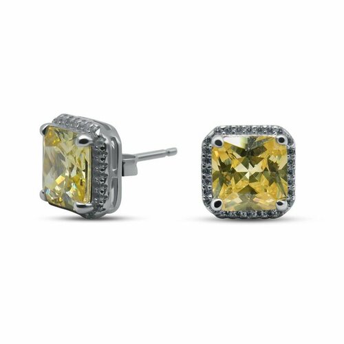 Серьги пусеты Tosya, серебро, 925 проба, фианит, белый