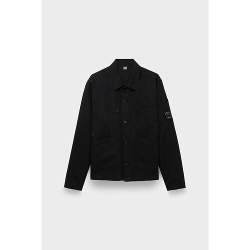 Рубашка C.P. Company, cotton/linen overshirt, размер 58, черный рубашка c p company размер 58 черный