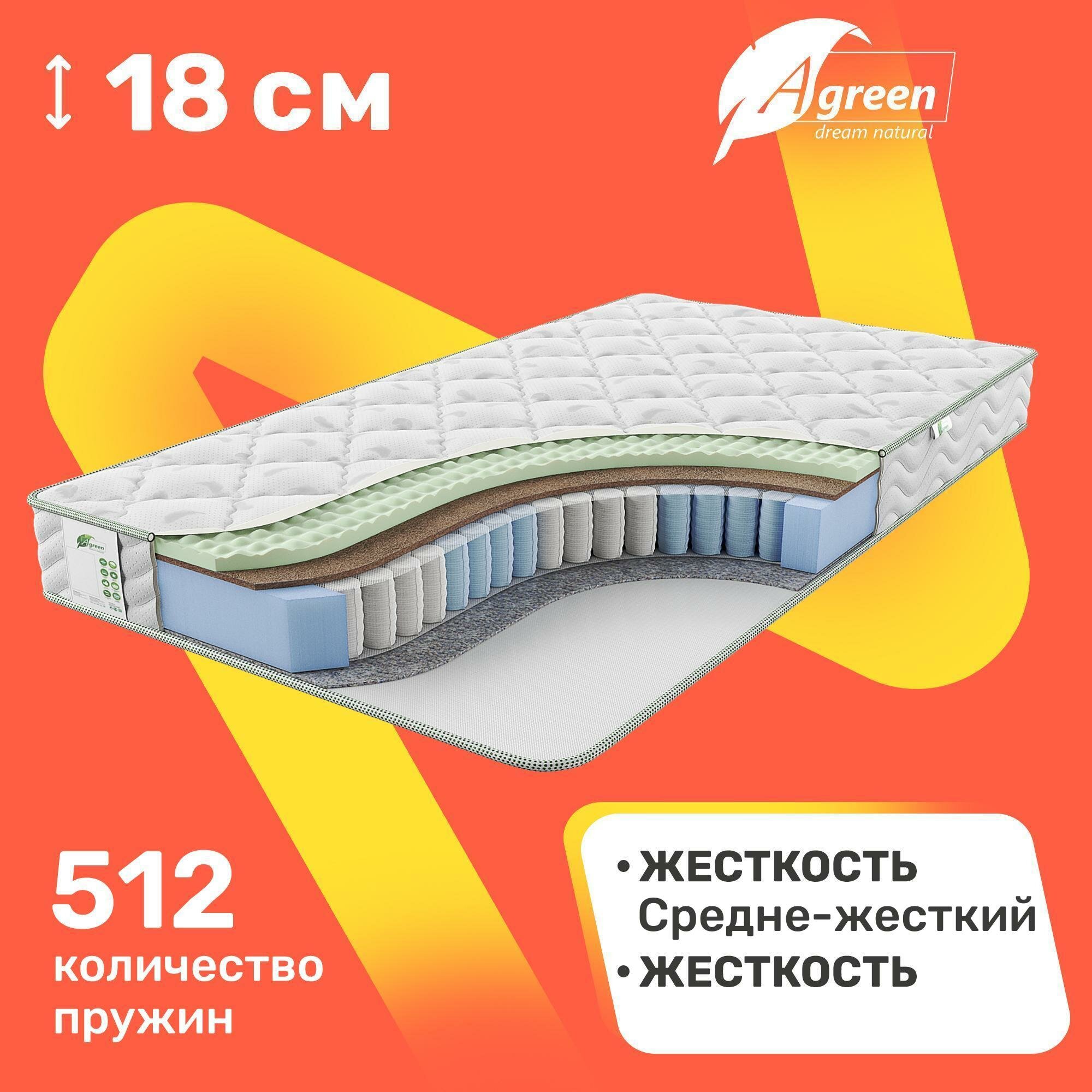 Матрас c независимыми пружинами Agreen Clean Vondel 200x200