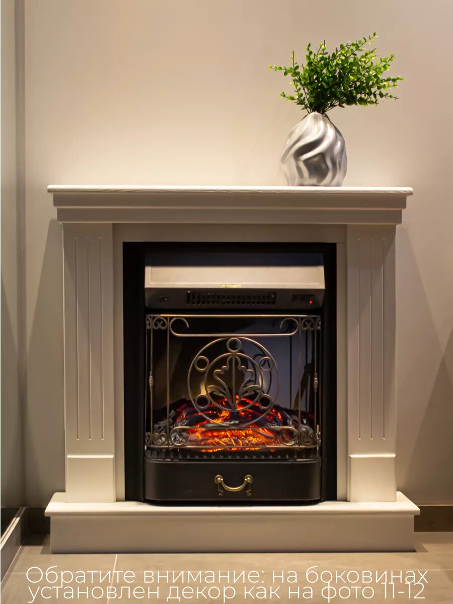 фото Камин электрический с белым порталом (комплект) 800*250*800
