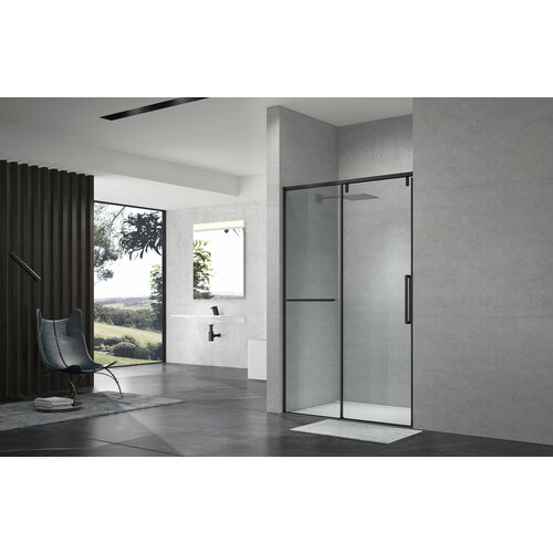 Душевая дверь в нишу Terminus Альба 140х220 1DS140х220B стекло прозрачное профиль черный матовый 76500₽