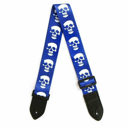 Ремень для гитары синий с принтом Черепа 885₽