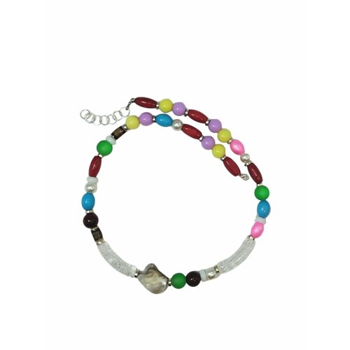 Колье Piperita, перламутр, агат, длина 46 см, голубой, зеленый