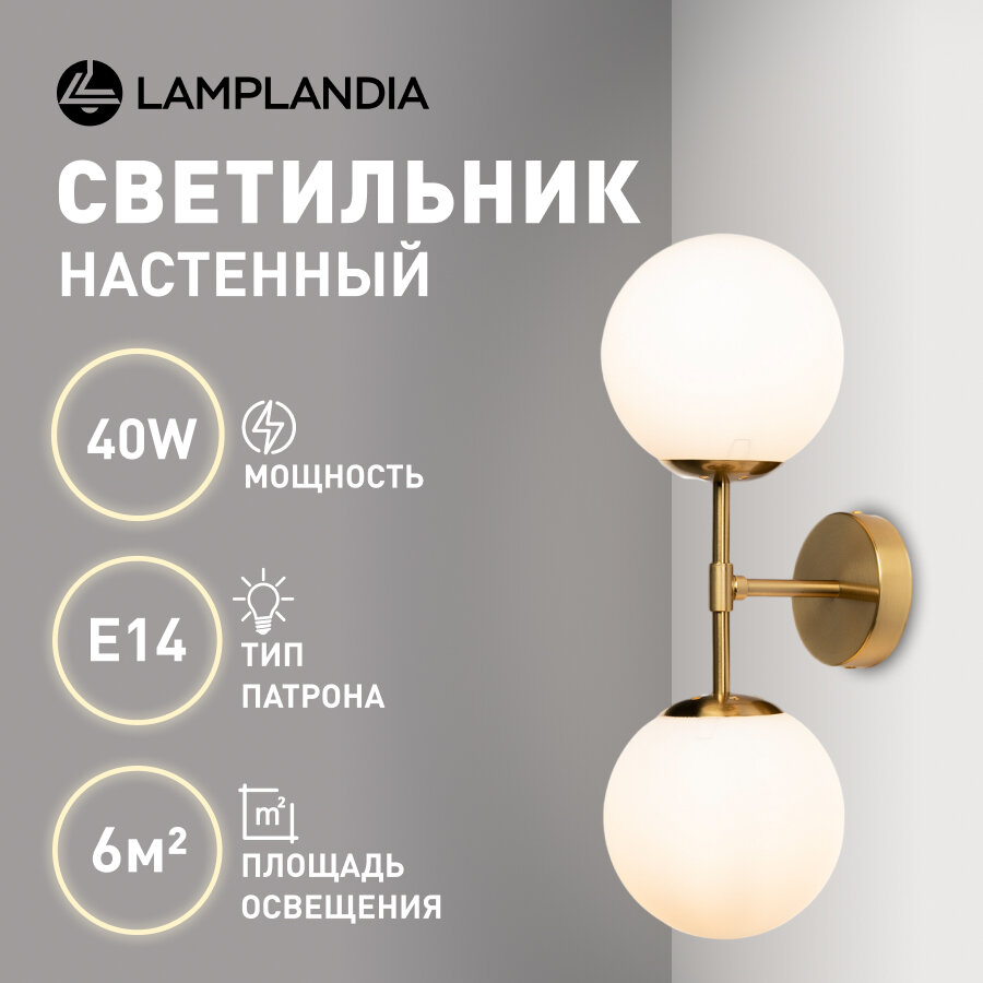 фото Бра Lamplandia L1615 SHANTI BRASS, 2*Е14 макс 40Вт