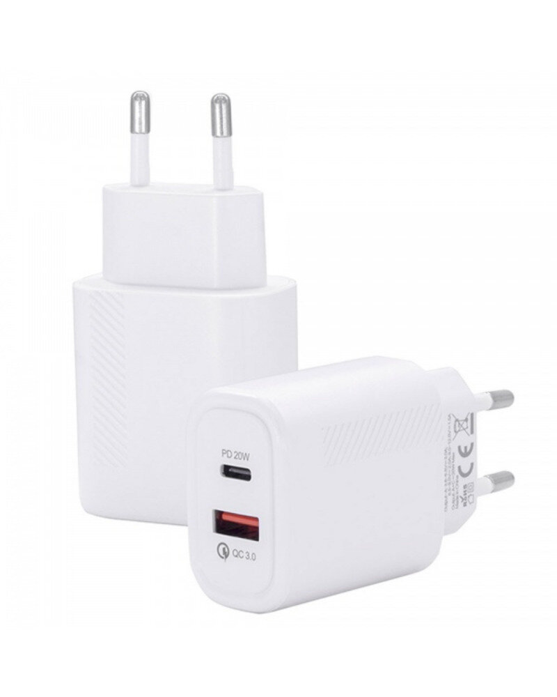 Сетевой Адаптер RoHS на два выхода 20w Type-C / USB Quick Charge / Быстрая зарядка