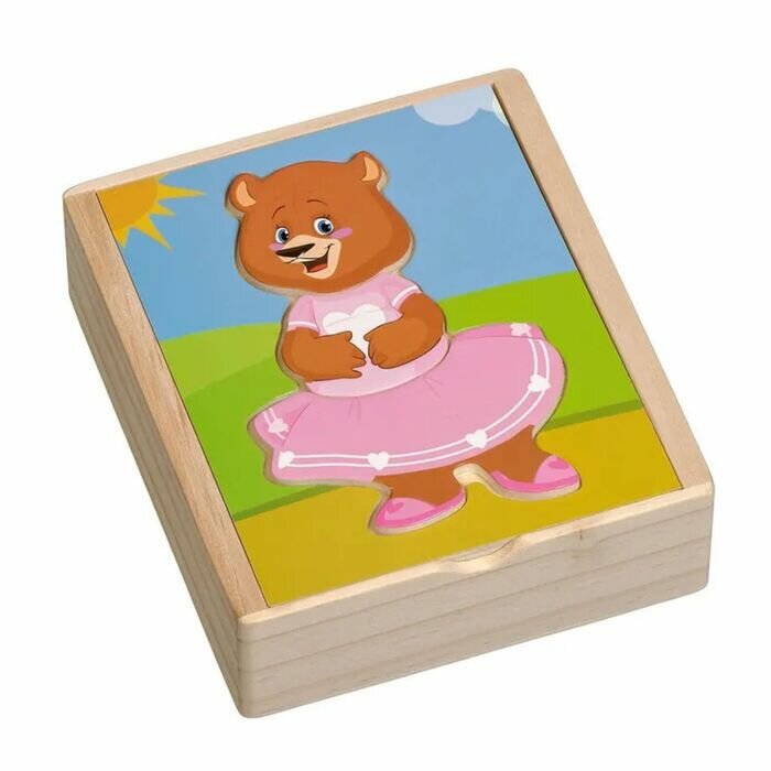 Набор одевашки Медвежонок Катя, дерево — фото 1