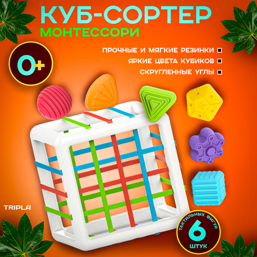 Развивающая игрушка - сортер Логический кубик для малышей по методике монтессори 6 фигур 725₽