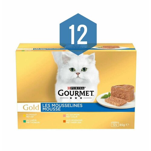 Gourmet Gold - микс из 12 баночек. Паштеты (лосось, курица, почки, кролик). Европа